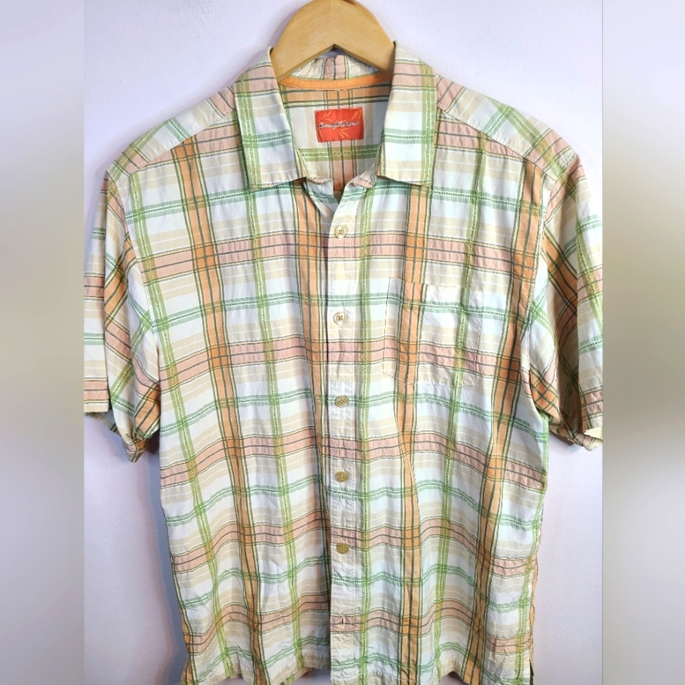 Tommy Bahama - Hawaiian Button Down - SIZE L - Green Brown Orange Relax